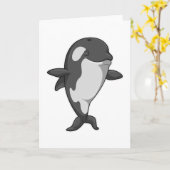 スタンディングのヨガフィットネスでシャチ カード (黄色い花)