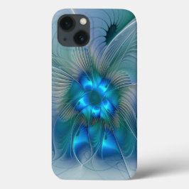 スタンディングオベーション、抽象的なブルーターコイズフラクタル iPhone 13ケース