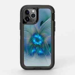 スタンディングオベーション、抽象芸術ブルーターコイズフラクタル オッターボックスディフェンダーiPhone 11 PROケース