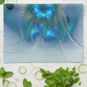 スタンディングオベーション、抽象芸術ブルーターコイズフラクタル キッチンタオル (折り畳み)