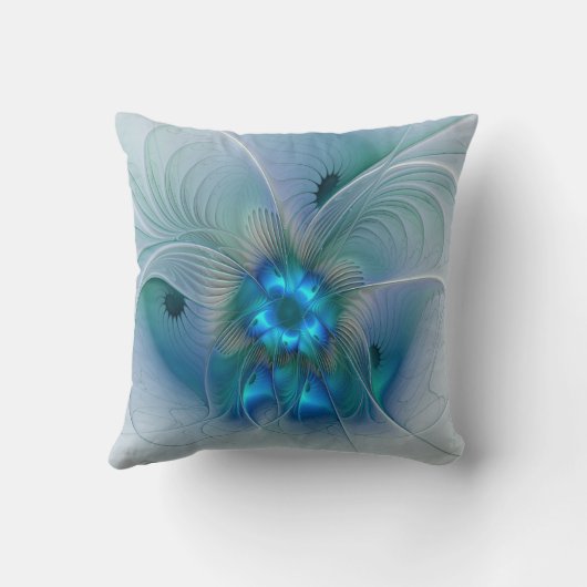 スタンディングオベーション、抽象芸術ブルーターコイズフラクタル クッション (裏面)