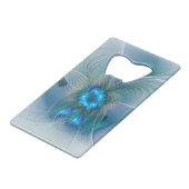 スタンディングオベーション、抽象芸術ブルーターコイズフラクタル クレジットカード栓抜き (正面アングル)