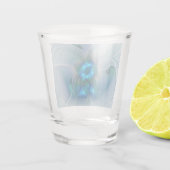 スタンディングオベーション、抽象芸術ブルーターコイズフラクタル ショットグラス (裏面)