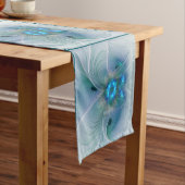 スタンディングオベーション、抽象芸術ブルーターコイズフラクタル ショートテーブルランナー (インサイチュ)