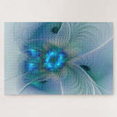 スタンディングオベーション、抽象芸術ブルーターコイズフラクタル ジグソーパズル (横)