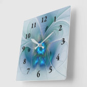 スタンディングオベーション、抽象芸術ブルーターコイズフラクタル スクエア壁時計 (傾斜)