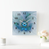 スタンディングオベーション、抽象芸術ブルーターコイズフラクタル スクエア壁時計 (ホーム)