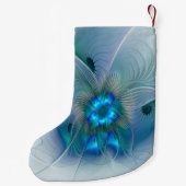スタンディングオベーション、抽象芸術ブルーターコイズフラクタル スモールクリスマスストッキング (裏面)