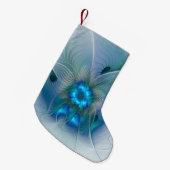 スタンディングオベーション、抽象芸術ブルーターコイズフラクタル スモールクリスマスストッキング (正面 (吊り時))