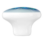 スタンディングオベーション、抽象芸術ブルーターコイズフラクタル セラミックノブ (側面)