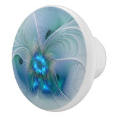 スタンディングオベーション、抽象芸術ブルーターコイズフラクタル セラミックノブ (右)