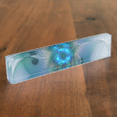 スタンディングオベーション、抽象芸術ブルーターコイズフラクタル デスクネームプレート (側面)