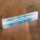 スタンディングオベーション、抽象芸術ブルーターコイズフラクタル デスクネームプレート (側面)