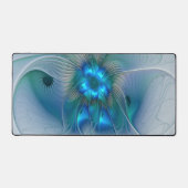 スタンディングオベーション、抽象芸術ブルーターコイズフラクタル デスクマット (正面)