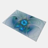 スタンディングオベーション、抽象芸術ブルーターコイズフラクタル ドアマット (アングル)