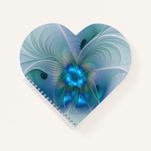 スタンディングオベーション、抽象芸術ブルーターコイズフラクタル ノートブック (正面)