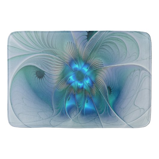 スタンディングオベーション、抽象芸術ブルーターコイズフラクタル バスマット (正面)