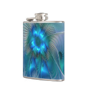 スタンディングオベーション、抽象芸術ブルーターコイズフラクタル フラスク (左)