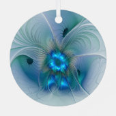 スタンディングオベーション、抽象芸術ブルーターコイズフラクタル メタルオーナメント (裏面)