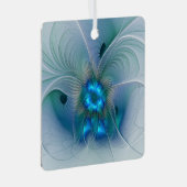 スタンディングオベーション、抽象芸術ブルーターコイズフラクタル メタルオーナメント (正面右)