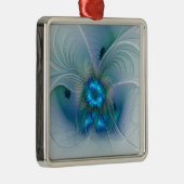 スタンディングオベーション、抽象芸術ブルーターコイズフラクタル メタルオーナメント (右)