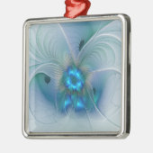 スタンディングオベーション、抽象芸術ブルーターコイズフラクタル メタルオーナメント (左)