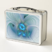 スタンディングオベーション、抽象芸術ブルーターコイズフラクタル メタルランチボックス (裏面)