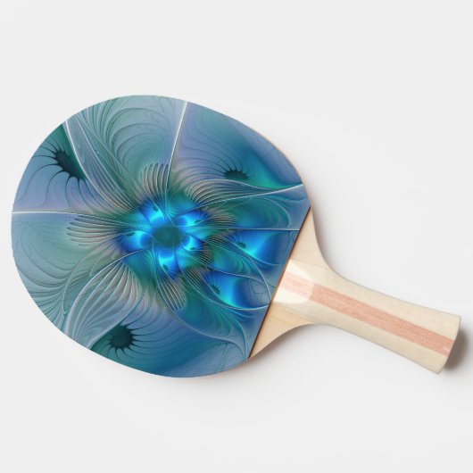 スタンディングオベーション、抽象芸術ブルーターコイズフラクタル 卓球ラケット (横)