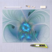 スタンディングオベーション、抽象芸術ブルーターコイズフラクタル 薄葉紙 (クラフト)