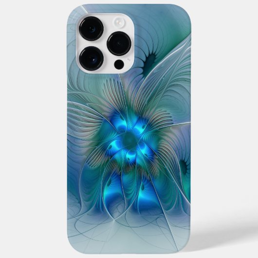 スタンディングオベーション、抽象芸術ブルーターコイズフラクタル Case-Mate iPhoneケース (裏面)