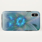 スタンディングオベーション、抽象芸術ブルーターコイズフラクタル Case-Mate iPhoneケース (裏面(横))