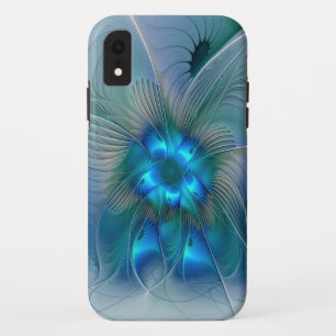 スタンディングオベーション、抽象芸術ブルーターコイズフラクタル iPhone XRケース