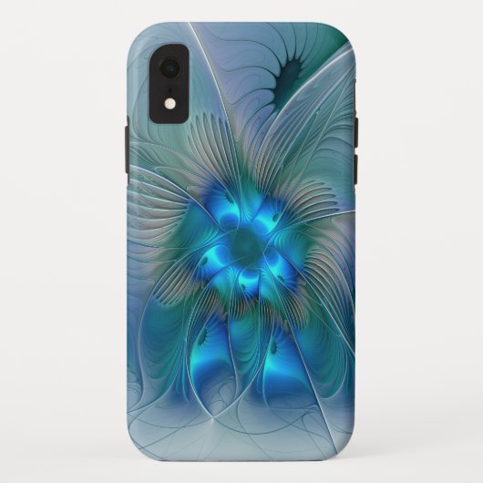 スタンディングオベーション、抽象芸術ブルーターコイズフラクタル Case-Mate iPhoneケース (裏面)
