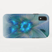 スタンディングオベーション、抽象芸術ブルーターコイズフラクタル Case-Mate iPhoneケース (裏面(横))
