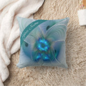 スタンディングオベーション、抽象芸術ブルーフラクタルアート名 クッション (ブランケット)