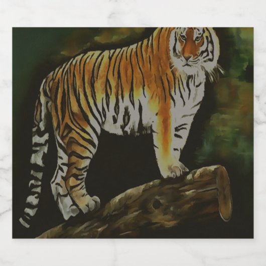 スタンディングタイガーサファリ動物アート ビールラベル (シングルラベル)