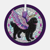 スタンディングニューファンドランドエンジェルドッグオーナメント ガラスオーナメント (裏面)