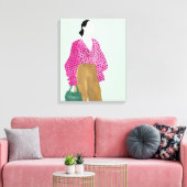 スタンディングファッション姿-水玉模様トップ キャンバスプリント (インサイチュ (リビング))