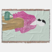 スタンディングファッション姿-水玉模様トップ スローブランケット (正面)