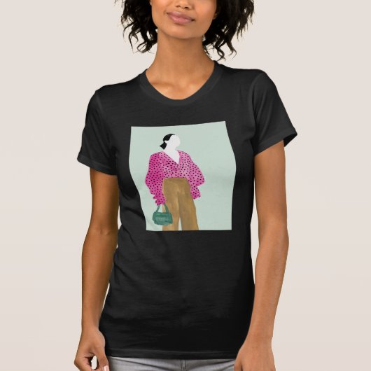 スタンディングファッション姿-水玉模様トップ Tシャツ (正面)