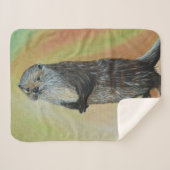 スタンディングリバー絵画オッター シェルパブランケット (正面(横))