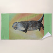 スタンディングリバー絵画オッター ビーチタオル (正面)