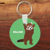 スタンディングレッドパンダカスタムパーソナライズされたグリーン キーホルダー (正面)