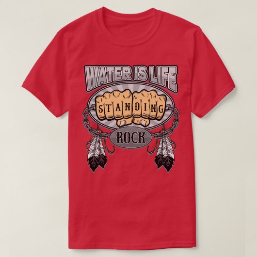 スタンディングロックウォーターはライフフィストNoDAPL Tシャツ (デザイン正面)