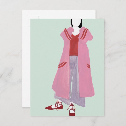 スタンディング ファッション フィギュア - オーバーサイズ ジャケット ポストカード (正面/裏面)