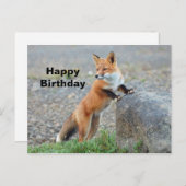 スタンディング レッド フォックス バースデー ポストカード (正面/裏面)