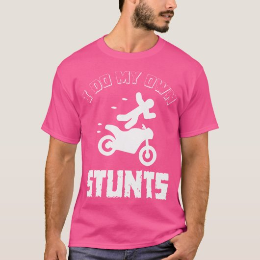 スタントは自分でやります 事故 骨折 怪我 バイク Tシャツ (正面)