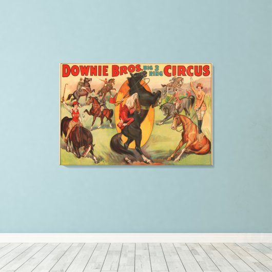 スタントをしている多くの馬を示すサーカスのポスター。 キャンバスプリント (インサイチュ (ウッドフロア))
