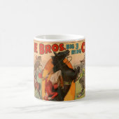 スタントをしている多くの馬を示すサーカスのポスター。 コーヒーマグカップ (中央)