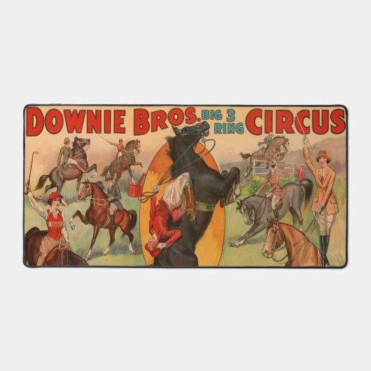 スタントをしている多くの馬を示すサーカスのポスター。 デスクマット (正面)